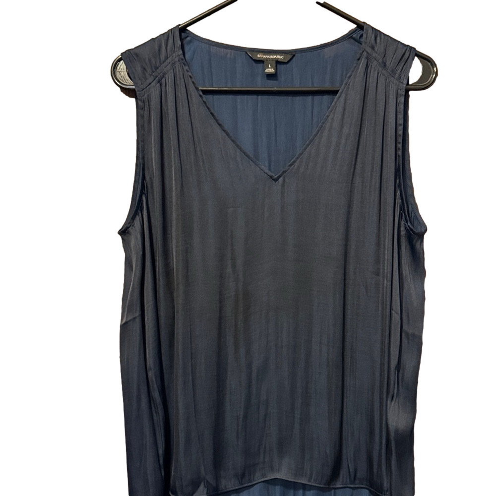 Banana Republic Navy V-Neck Sleeveless Blouse
